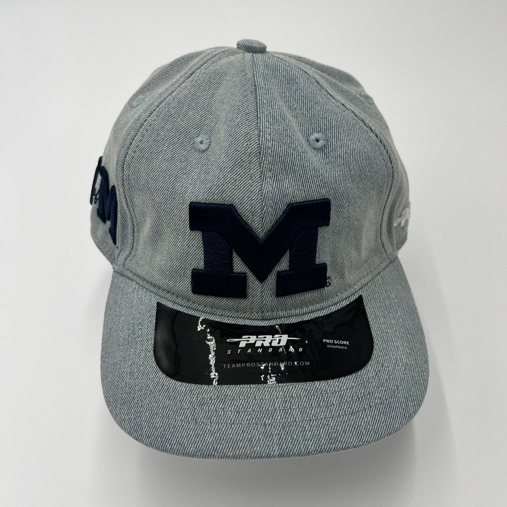 Pro Standard Michigan Wolverines Gray Denim Snapback‎ Hat NCAA Block M